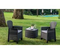 Ensemble salon de jardin Dolce Vita avec coussins 2 fauteuils et table de rangement : Blanc