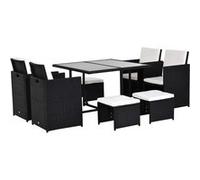 Outsunny Ensemble salon de jardin encastrable 8 places 9 pièces Dim. table 109L x 109l x 72H noir et crème