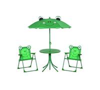 Outsunny Ensemble salon de jardin enfant Grenouille 4 pcs: table ronde, 2 chaises, parasol Vert