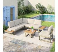 Ensemble salon de jardin modulable avec table basse Beige FloraGrace