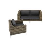 Salon de jardin - TECTAKE - Ensemble détente d'extérieur modulable VILLANOVA en rotin 1 fauteuil 1 canapé 3 places - Marron Naturel