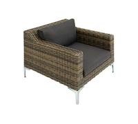 Salon de jardin - TECTAKE - Ensemble détente d'extérieur modulable VILLANOVA en rotin 1 fauteuil avec accoudoirs - Marron Naturel