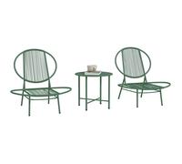 Ensemble salon de jardin - Outsunny - 3 pièces, 2 chaises Acapulco et table basse - pour 2 personnes - vert foncé
