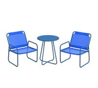 Ensemble salon de jardin - Outsunny - 3 pièces - 2 fauteuils 1 table ronde - en acier et tissu respirant - bleu marine
