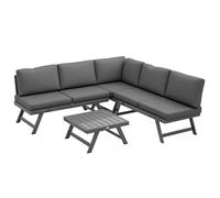 Ensemble salon de jardin - Outsunny - convertible - 4 pièces avec 2 banquettes 1 fauteuil d'angle et 1 table basse - aluminium