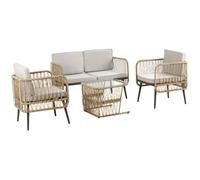 Ensemble salon de jardin Outsunny Métal 112x58.5x64cm Beige