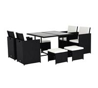 Ensemble salon de jardin Outsunny Résine tressée 109x109x72cm Noir