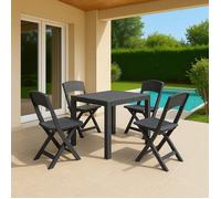 Ensemble Salon de Jardin Sanzeno Dmora, en Plastique Noir Anthracite