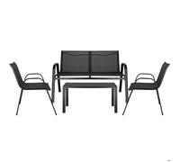 Ensemble salon de jardin - Springos® - 4 pièces - Canapé 2 places - 2 chaises - Table basse en verre trempé