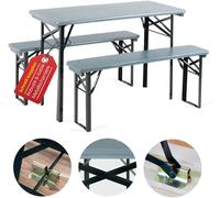 Ensemble Salon de Jardin Table Chaise Exterieur Balcon Bois Gris Pliables 117cm