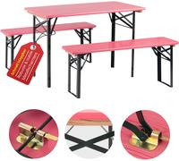 Ensemble Salon de Jardin Table Chaise Exterieur Balcon Bois Rose Pliables 117cm