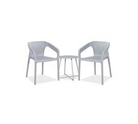 Ensemble salon de jardin Table et 2 chaises gris