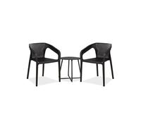 Salon de jardin 3 pcs noir balcon bistrot terrasse 2 chaises table Homestyle4u