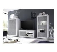 OTELLO - Ensemble Salon Finition Blanc Laqué et Aspect Béton avec Leds - Altobuy Gris