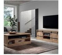 CEDRA - Ensemble Salon Industriel Meuble TV + Table Basse