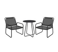 Ensemble salon de jardin 3 pcs 2 fauteuils et table ronde gris