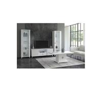 Ensemble Salon Laqué Blanc Brillant avec Leds - MARIKA -