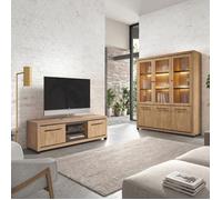 Ensemble salon meuble TV + bibliothèque aspect bois finition Houston Oak - VASALY