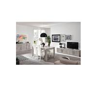 Ensemble Salon Séjour Effet Marbre Meuble TV + Buffet + Table 160cm - CLARK -
