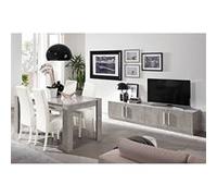CLARK - Ensemble Salon Séjour Effet Marbre Meuble TV + Table 190cm -