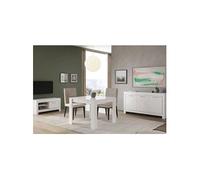 DENAE - Ensemble Salon Séjour Laqué Blanc Brillant Meuble TV + Buffet 3 Portes + Table 100cm - Altobuy Blanc