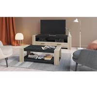 Ensemble salon SHEFFIELD composé de : Table basse double plateau supérieur et inférieur + Meuble TV 2 tiroirs - DEMEYERE