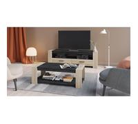 Ensemble salon SHEFFIELD composé de : Table basse double plateau supérieur et inférieur + Meuble TV 2 tiroirs - DEMEYERE