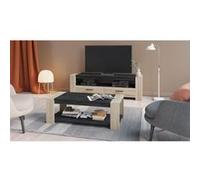 Ensemble Salon Sheffield : Table basse double plateau supérieur et inférieur + Meuble TV avec 2 Tiroirs Chêne kronberg/sidewalk G