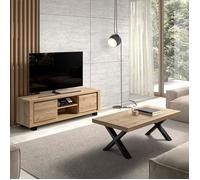 AltoBuy Ensemble Salon Table Basse et Meuble TV Aspect Bois Finition Hudson Oak - URIDSON