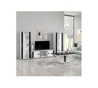 ARIANE - Ensemble Salon Table Basse + Meuble TV + Vitrines 1 Porte Eclairage Led intégré