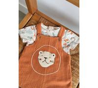 Ensemble salopette bébé en gaze de coton et t-shirt tango marron 24M(86CM)