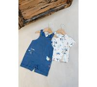 Ensemble salopette bébé en lin et t-shirt mexico bleu 6M(67CM)