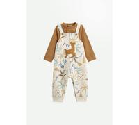 Petit Béguin - Ensemble salopette bébé en molleton et t-shirt Lamascotte