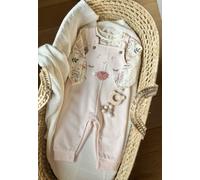 Ensemble salopette bébé en molleton et t-shirt matcha rose 12M(74CM)