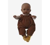 Ensemble salopette en velours + t-shirt + chaussettes pour poupon marron 36CM