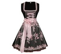 Ensemble salopette Oktoberfest for femme, robe noire et rose avec tablier en maille brodée, plusieurs tailles au choix(2xl)