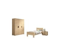 Ensemble sam - lit + chevet + armoire 3p