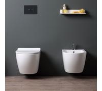 ENSEMBLE SANITAIRE SUSPENDU EN CÉRAMIQUE BIDET ET WC AVEC ABATTANT FOLK