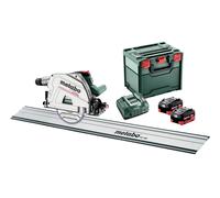 Ensemble Scie Circulaire Plongeante Sans Fil Metabo KT 18 LTX 66 BL 18V Li-ion (2 Batteries 8,0 Ah) Avec Rail De Guidage Dans MetaBOX - 165 X 20 Mm - Sans Charbon