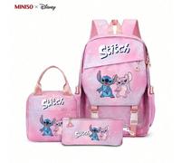 Ensemble scolaire 3-en-1 Lilo & Stitch de Disney, comprenant un sac à dos + un sac à déjeuner isotherme + une trousse à crayons, cadeau parfait pour la rentrée scolaire Étoffe