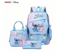 Ensemble scolaire 3-en-1 Lilo & Stitch de Disney, comprenant un sac à dos + un sac à lunch + une trousse à crayons, cadeau parfait pour la rentrée scolaire Étoffe