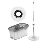 Ensemble Seau Essoreur et Balai, Kit Complet Balai Essoreur Rotatif avec 2 Lingettes Réutilisables, pour Un Nettoyage Facile des Parquets, Stratifiés et Carrelages