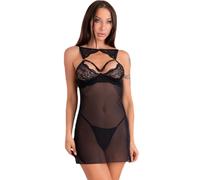 Ensemble Séduction Krolina: Chemise et String Noir L/XL