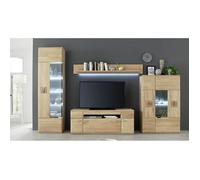 Ensemble séjour 4 pièces en chêne massif bianco avec LED