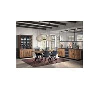 JENNA - Ensemble Séjour Aspect Bois et Métal avec Table 170cm - Altobuy Marron