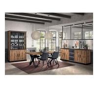 JENNA - Ensemble Séjour Aspect Bois et Métal avec Table 170cm - Altobuy Marron