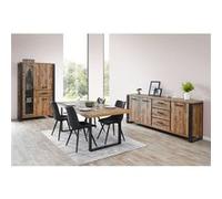 KORA - Ensemble Séjour Aspect Bois et Métal avec Table 170cm - Altobuy Marron