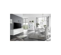 Ensemble Séjour avec Buffet bas 2 Portes 2 Tiroirs Finition Blanc Laqué Weiss - OTELLO -