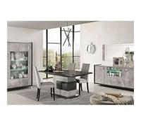 HOFFMAN - Ensemble Séjour avec Table de Repas à Pied Central - Altobuy Gris