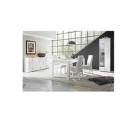 REBECCA - Ensemble Séjour Buffet 3P + Vitrine 1P Blanc Laqué Weiss Relief Damiers -